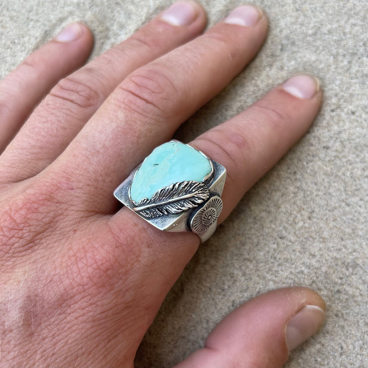 Passing Days - Number 8 Turquoise Bezel Set + Feather